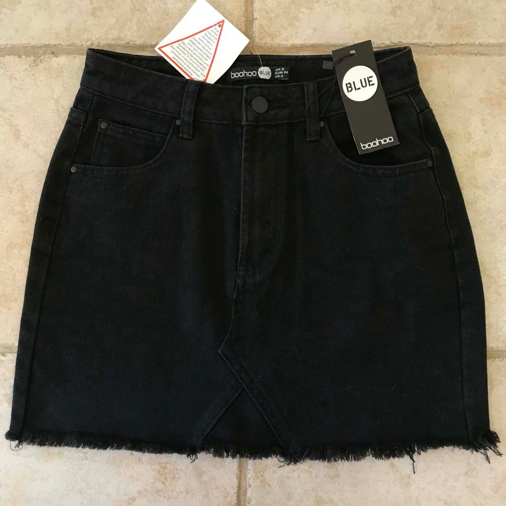 Black Denim Mini Skirt